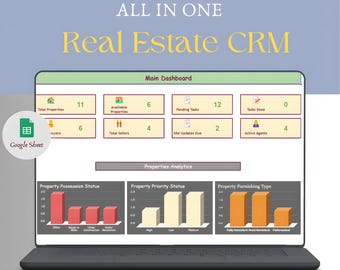 Real Estate Lead Tracker Spreadsheet with Client and Property Management System, Agent Planner an all