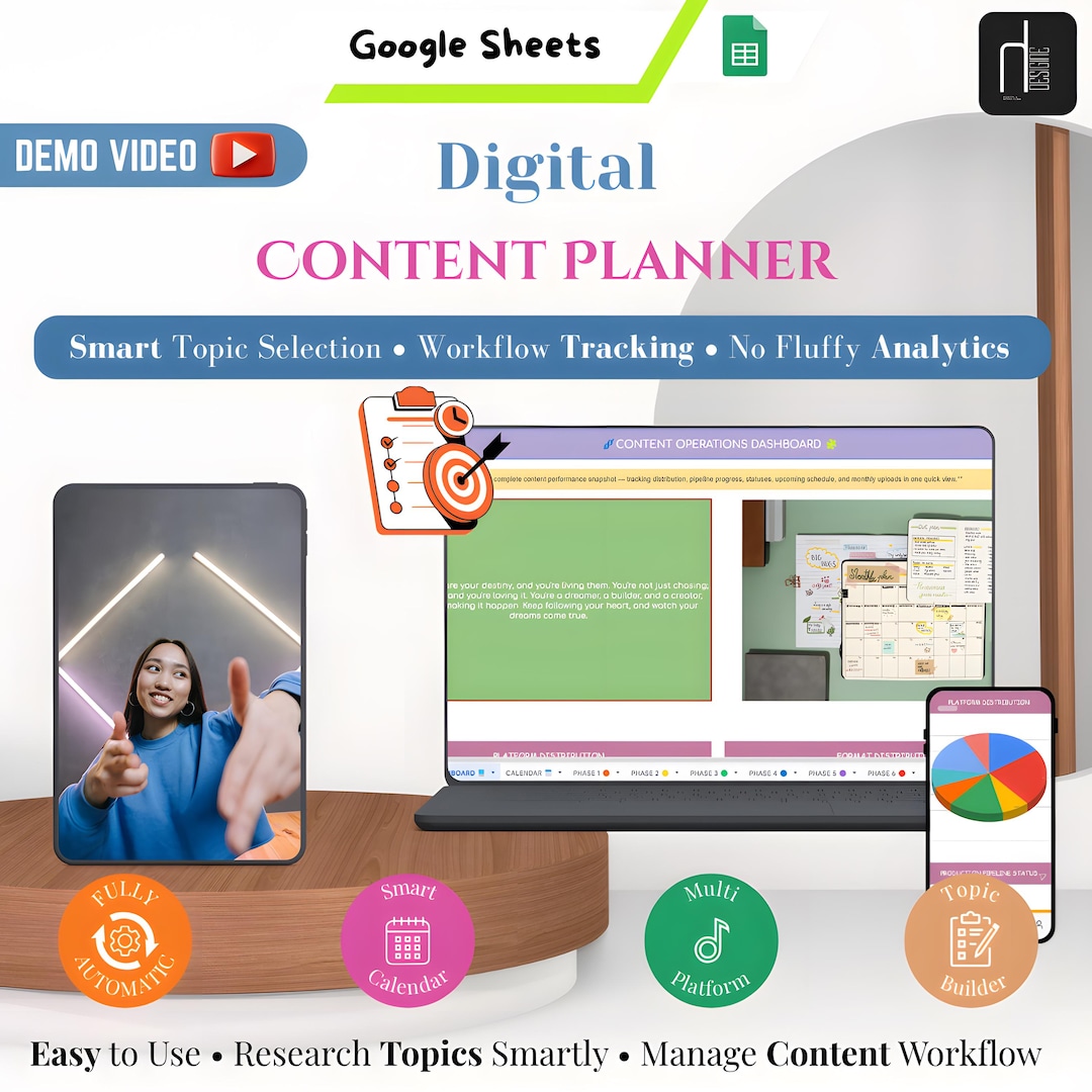 Digital Content Planner Google Sheet Template mit Social Media Kalender ...