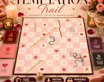 Couples Date Night Printable Romantic Board, Dice and Card Game for  Adult as Anniversary