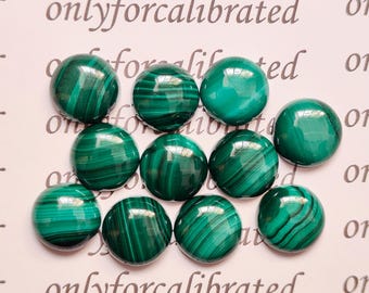 Cabujón redondo de malaquita natural de 1,5–15 mm / Gema suelta verde / Piedra de reverso plano
