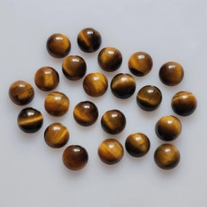 Natural AAA Tiger Eye Round Shape Cabochon 1.5 2 2.5 3 4 5 6 7 8 9 10 11 12 13 14 15 MM Size Yellow Tiger Eye Round Cab Excellent Gemstones