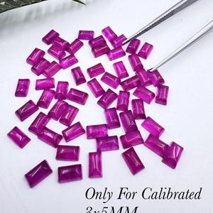 Synthetischer Rubin-Jade-Baguette-Cabochon, 3 x 5 mm, rechteckig, roter Edelstein, kleiner kalibrierter Cabochon, loser Stein