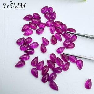 Synthetic Ruby Jade Pear Cabochon 3x5mm, Red Jade Gemstone, Pear Shape Cabochon, Calibrated Gemstone, Small Red Cabochon, Loose Gemstone