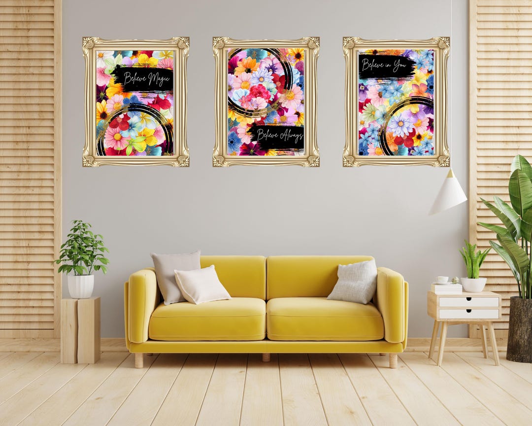 Believe Poster Set | 3 Motivational Quote Prints | Digital Wall Art ...