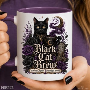 Black Cat Gothic Coffee Cup with Dark Academia Vibes (11oz)