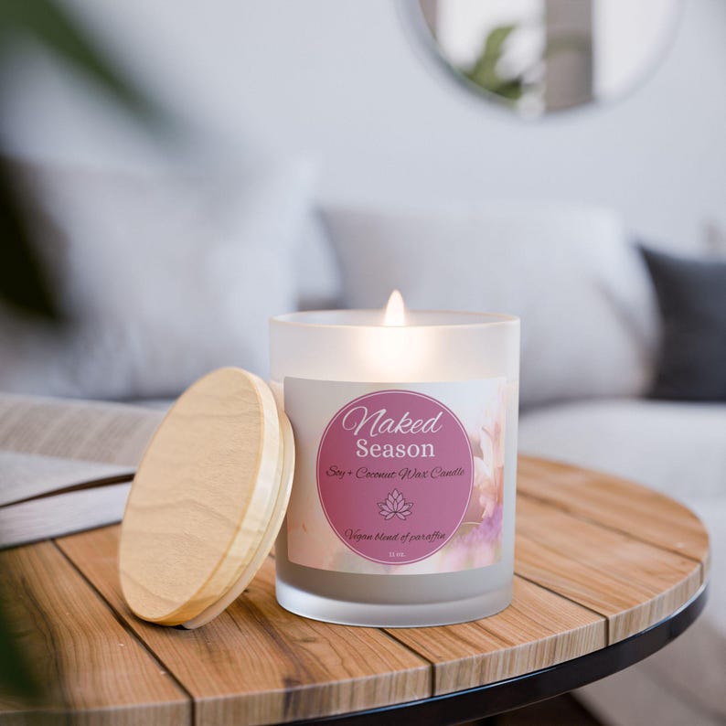 Naked Season Funny Candle Frosted Glass | Gift for Mom Empty Nester image 1