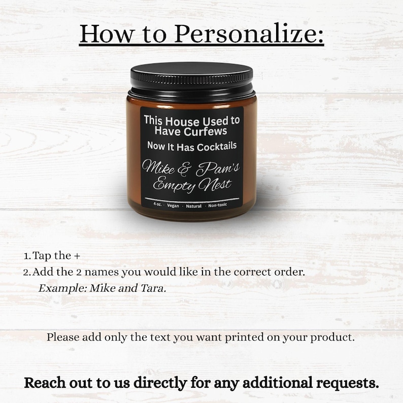 Personalized Empty Nest Candle, Amber Soy, Custom Names, Parents' Gift image 8