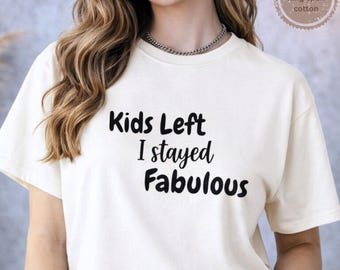Grappig Empty Nest Mom-T-shirt, Kids Left I Stayed, Comfort Colors-T-shirt