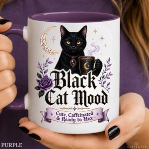 Goth Black Cat Coffee Mug, Witchy Halloween Style (11oz or 15oz)