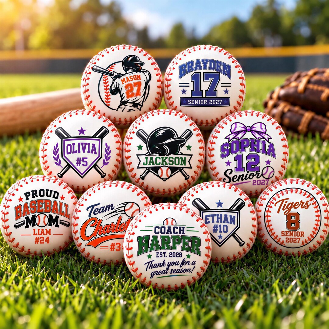 Personalized Leather Baseball With Team Name, Player Number & Logo ...