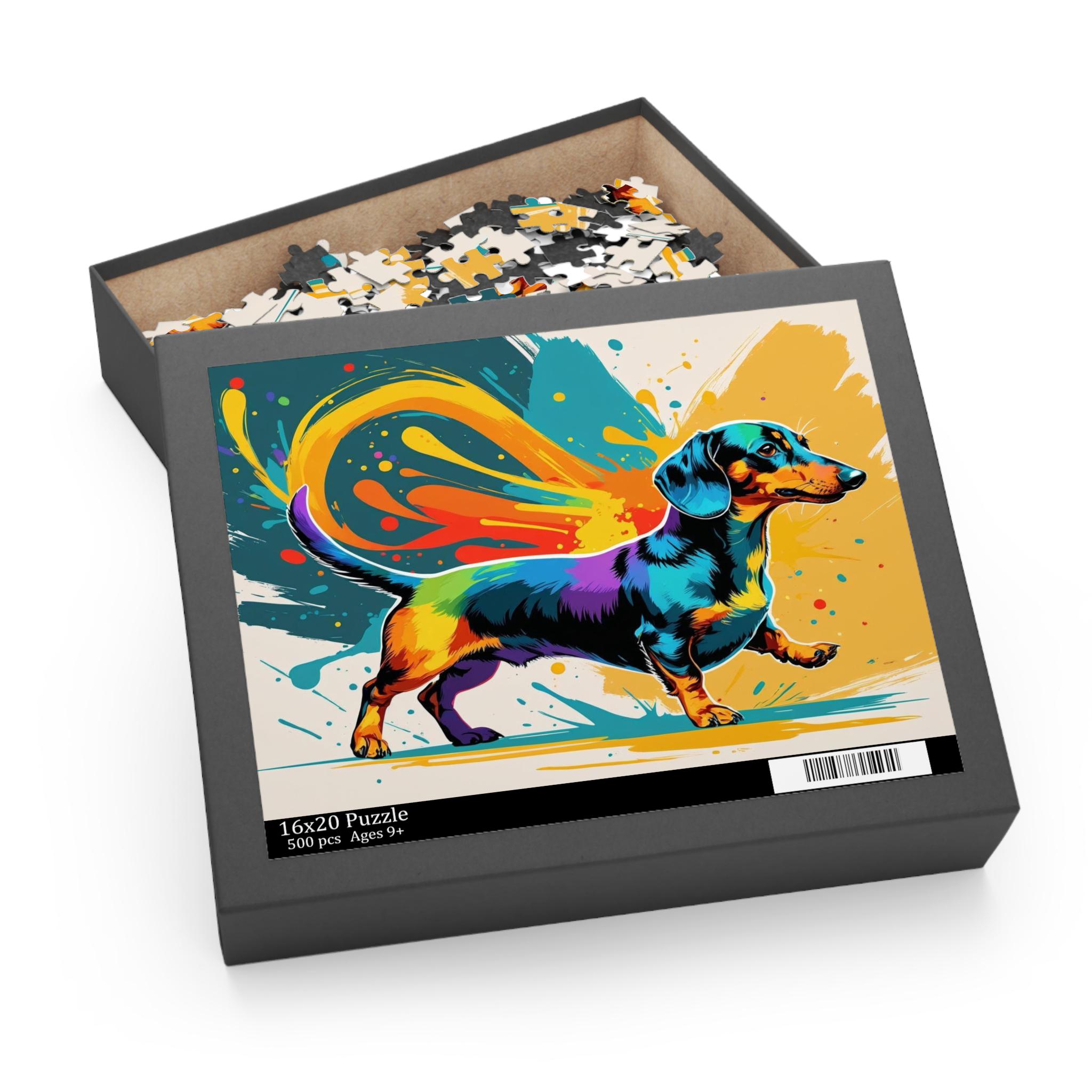Vibrant Dachshund Puzzle, Colorful Dog Art Jigsaw for Pet Lovers, Home ...