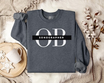 Sudadera en blanco y negro para ecografista obstetra, sudadera para obstetricia y ginecología, sudadera de cuello redondo para ecografista, monografista mfm, regalo para ella