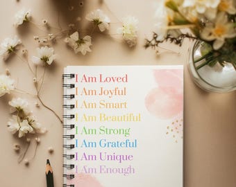 Personalized Affirmations Journal, Words of Affirmation, Custom Name Diary, Gift for Her, Personalized Christmas Gift