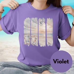 Brush Stroke Beach T-Shirt: Vintage Watercolor Beach Shirt, VIntage Look Tee, Beach Scene T-Shirt, Ocean Shirt, Unisex Beach Tee