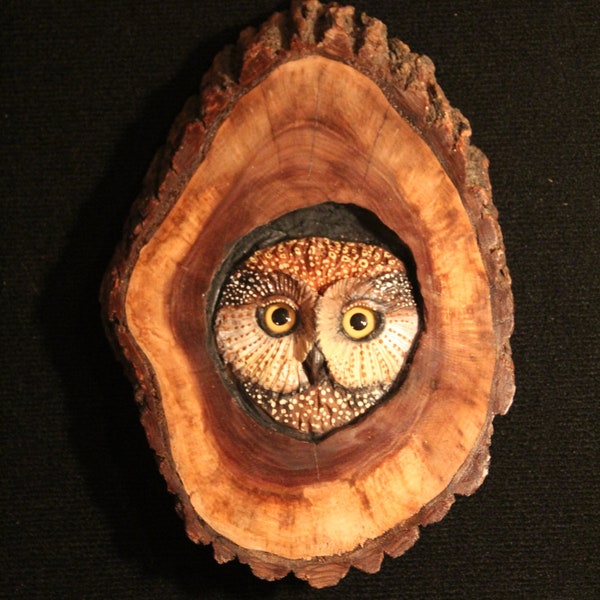 Owl -  Wood Carving - Original Hand Carved Sculpture -  Wall Art