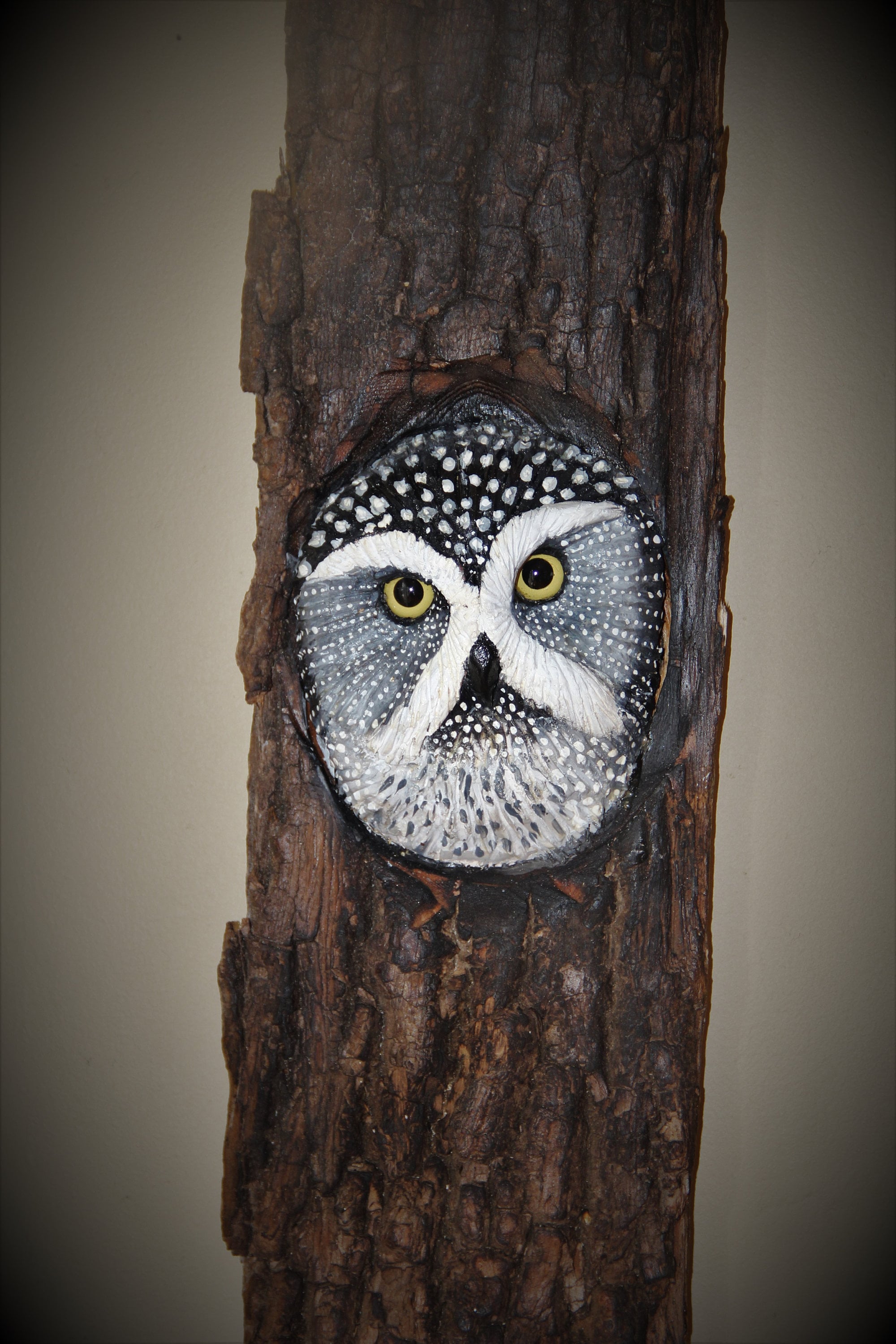 Wood Carving Bird Owl Art OOAK Hand Carved and Sculpted Wall Art