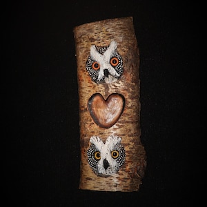 Personalized Wedding- Anniversary Monogrammed Wood Carving - Owl - Hand Carved Sculpture Wall Art