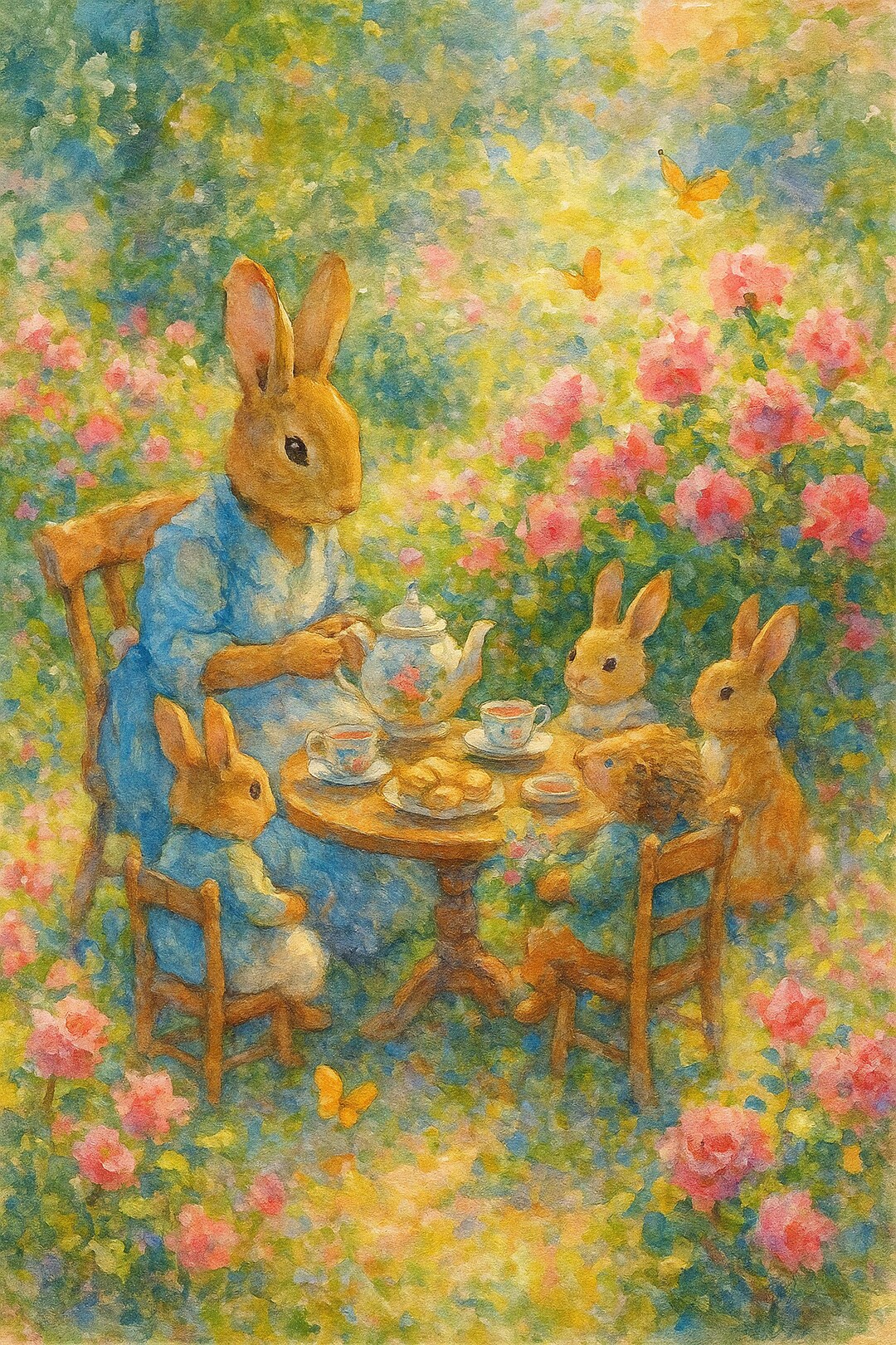 Monet Rabbit Original Impressionist Rabbit Art Print – Dreamy Storybook Animal Wall ...