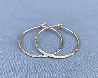 Gold Hoop Earrings, 14 K Gold Filled Hoops, 1.5 Inches Diameter 16 Gauge Classic Gold Hoops Free Shipping
