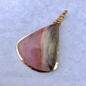 Pink Peruvian Opal Pendant, 14 K Gold Filled Andean Opal