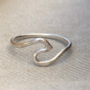 Wave Ring, Sterling Silver Ocean Ring, Hammered Finish