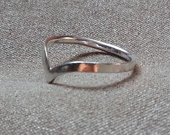 Sterling Silver Chevron Ring: Dainty Midi Knuckle Band