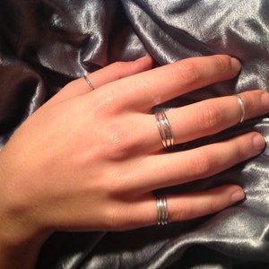 Set of 3 Stacked Rings - Knuckle Ring - MIdi Ring Sterling Silver Three Rings Sale Free  Shipping