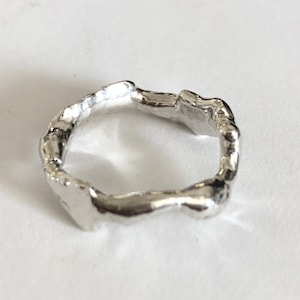 Abstract Silver Band, Molten Sterling Silver Ring Free Form