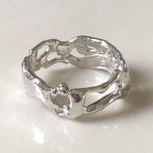 Abstract Molten Sterling Silver Band Size #13 Abstract Shape Band