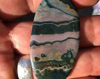 Ocean Jasper Cabochon- Orbicular Jasper 54 x 28 x 5 mm.