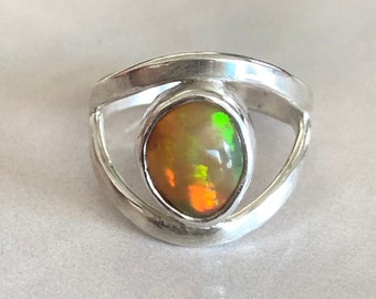 Ethiopian Opal Sterling Silver Ring - Size 8.5