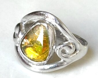 Ethiopian Fire Opal Ring Size 6 Sterling Silver