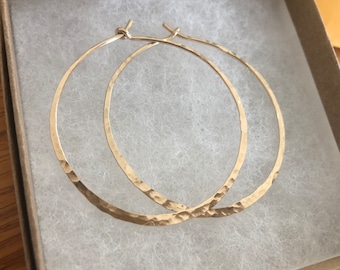 Gold Hoop Earrings, 2 Inches Diameter 16 Gauge 12 K Gold Filled Hoops