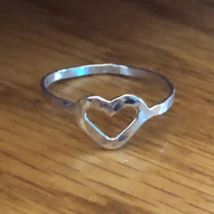 Heart Shape Ring, Hammered Love Ring,