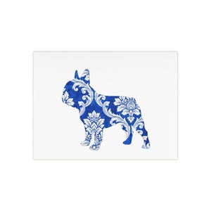 French Bulldog (6&quot;x8&quot;) Ceramic Dog Photo Tile, Pet Memorial Gift, Ceramic Wall Art, Blue Floral Design, Home Decor for Dog Lovers