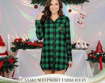 Camisa de cuadros de búfalo bordada para mujer, camisa para despedida de soltera, camisa de franela para dama de honor, ropa de dormir para la fiesta nupcial, regalo para dama de honor, regalo de Navidad
