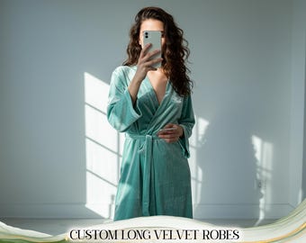 Personalisierte lange Brautbraut-Robe Luxus-Hochzeits-Roben-Samt-Robe für Braut & Brautjungfern Brautjungfer-Geschenk Winter-Hochzeit, die bereit Outfit ist