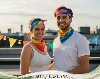 Rainbow Pride Bandana – LGBTQ+ Headscarf – Colorful Festival Accessory – Love Is Love Rainbow Bandana - Pride Gift – Boho Rainbow Hair Wrap