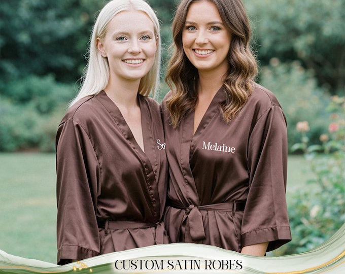 Bridesmaid Robes Personalized Satin Robes for Weddings Bride & Maid of Honor Robes Wedding Satin Robe Getting Ready Robes Wedding Gifts