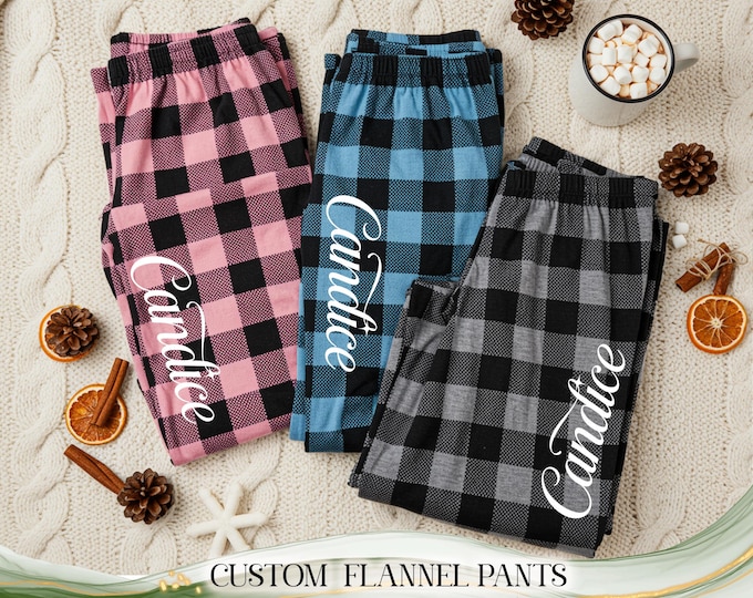 Flannel Plaid Pajama Pants with Pockets Custom Unisex Pajama Pants Buffalo Check Flannel Pants Matching Family Christmas Pant Christmas Gift