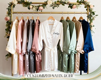 Bridal Robes - Customized Satin Robes - Burnt Orange Bridesmaid Robes - Bridal Party Robes - Custom Bride Robe - Bridesmaid Party Gifts