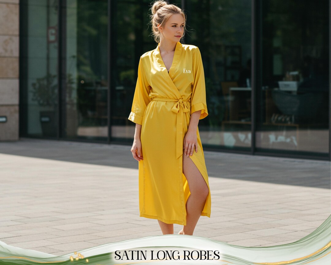 6xl Robe Bridesmaids Satin Long Robes Custom Long Robes for Bride Plus Size 5XL ...