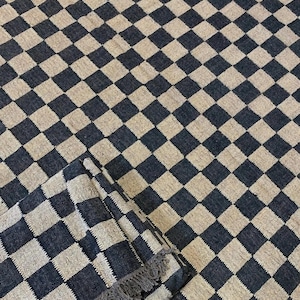 Handmade Checker Rug, Jute Kilim Checkered Rug, Home Decor Area Rug, Custom Size Jute Runner, Checkered Accent Rug, Check Living Room Rug.