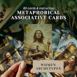 80 carte metaforiche: mazzo di archetipi femminili, set di carte in scatola di legno, carte per la scoperta di sé e la riflessione.