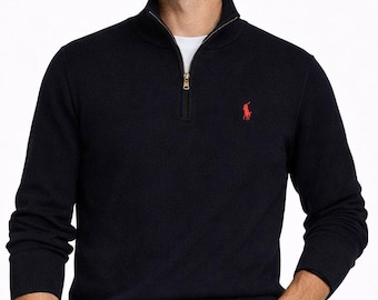 Ralph Lauren Mens Long sleeve 1/4 half zip Pullover Sweater jumper