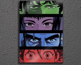Cowboy Bebop Eyes Metal Wall Art, Spike Faye Jet Ed Print, Anime Gift Decor