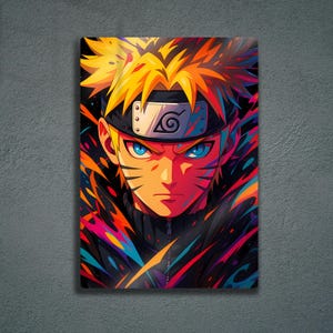 Epic Anime Hero Metal Poster – Vibrant Manga Inspired Wall Art, Glossy Japanese Warrior Artwork, Colorful Home Decoration, Fans Gift Idea