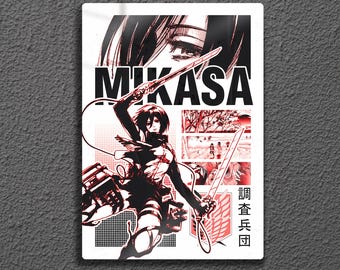 Mikasa Ackerman Metal Wall Art, Attack on Titan Manga Poster, AoT Scout Regiment Decor