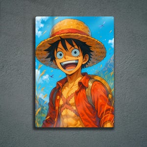 Colorful Anime Warrior Metal Wall Art – Japanese Hero Poster, Vibrant Manga Inspired Artwork, Bold Modern Home Decoration, Fans Gift Idea