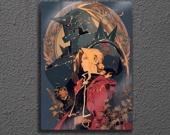 Edward and Alphonse Elric Metal Wall Art, Fullmetal Alchemist Brotherhood Poster, Elric Brothers